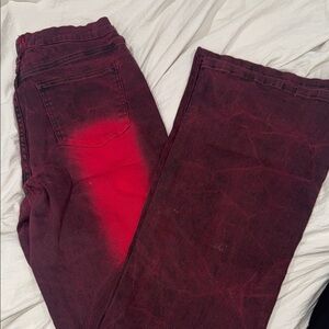 Fashion Nova Burgundy and Red Straight Leg Jeans